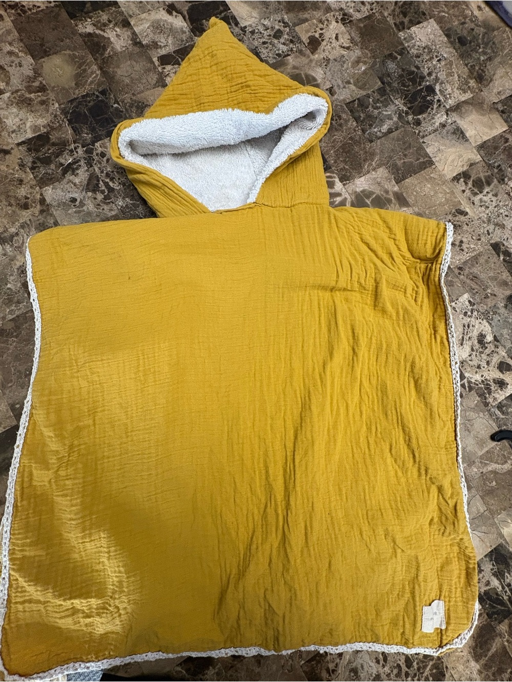 Petit Bateau Mustard Yellow Hooded Kids Swim Poncho 1-3 years